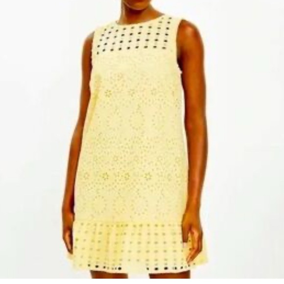 LOFT Soft Yellow eyelet Lace Blouse NWOT - Picture 1 of 8